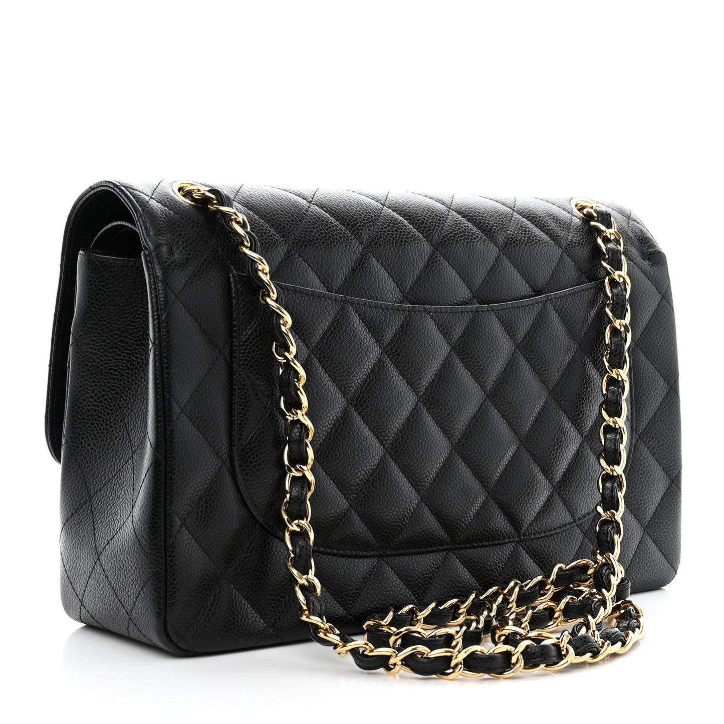 Caviar Quilted Jumbo Double Flap Black