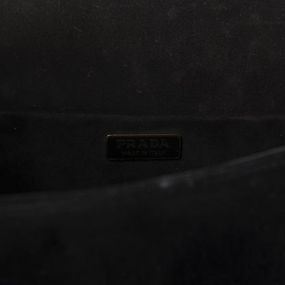 Prada Velluto Ricamo Cahier Shoulder Bag Black 8 of 8