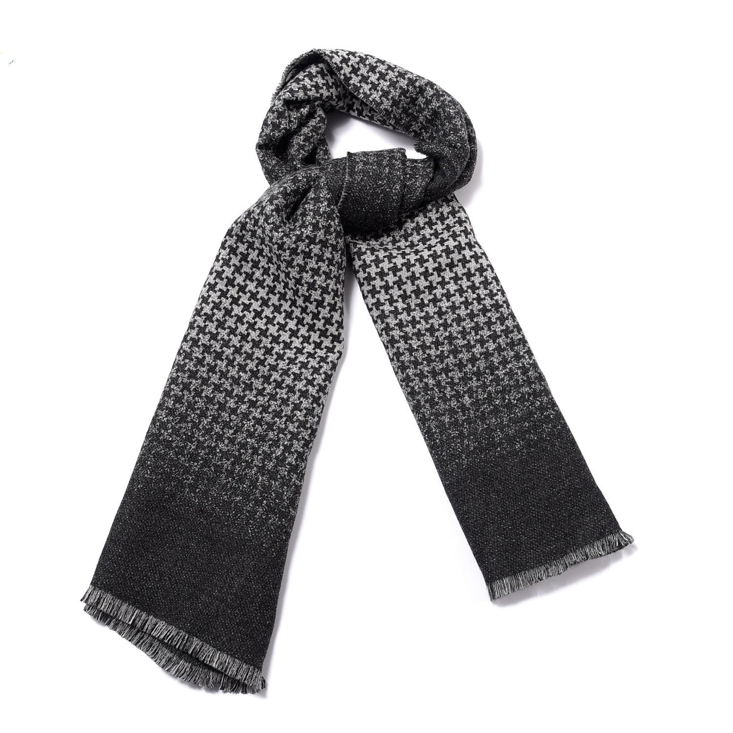 Wool Houndstooth Skull Scarf Black