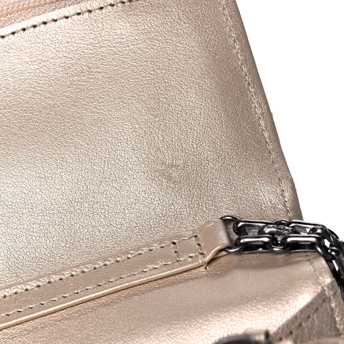 Metallic Sheepskin Quilted Reissue Wallet On Chain WOC Beige