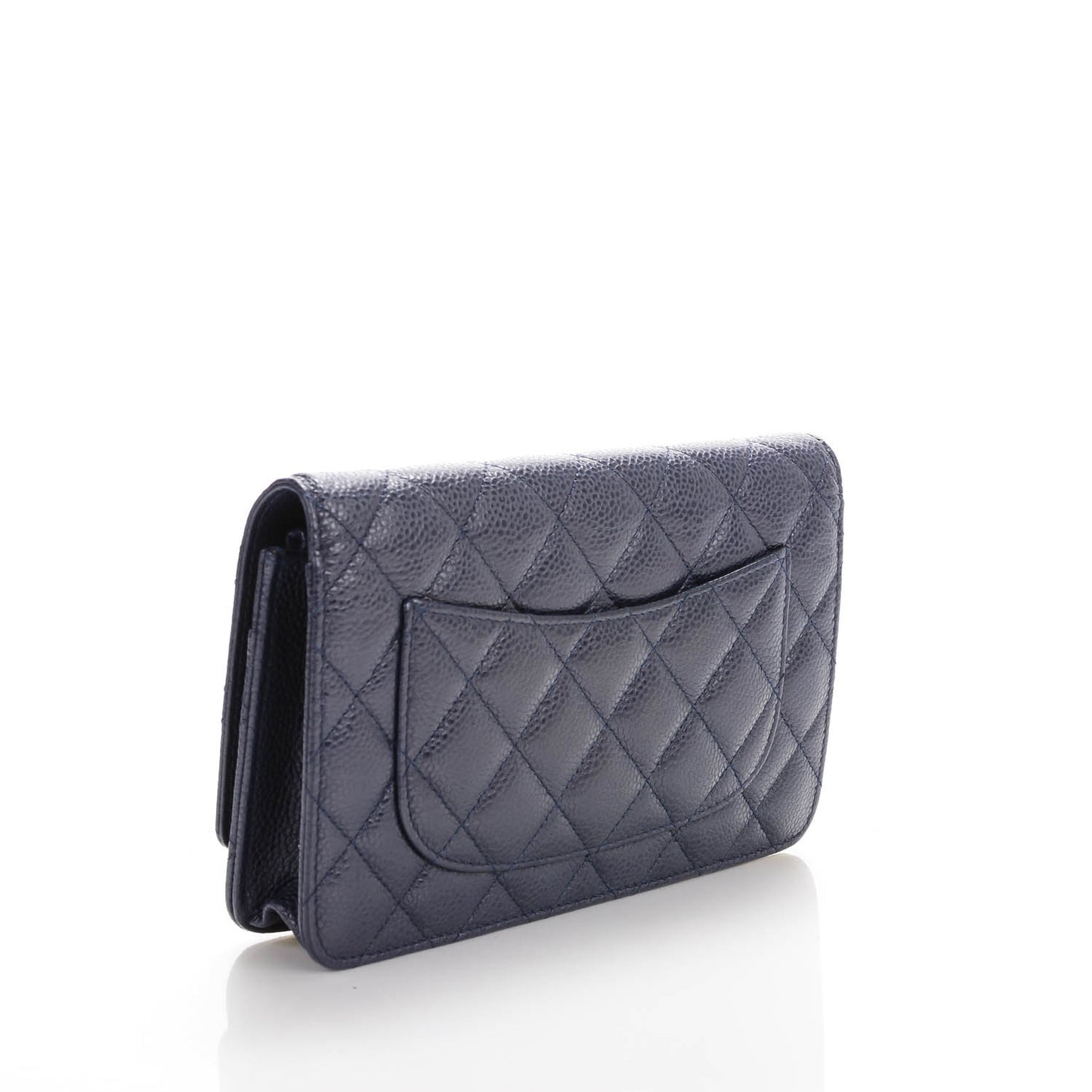 Caviar Quilted Wallet On Chain WOC Navy