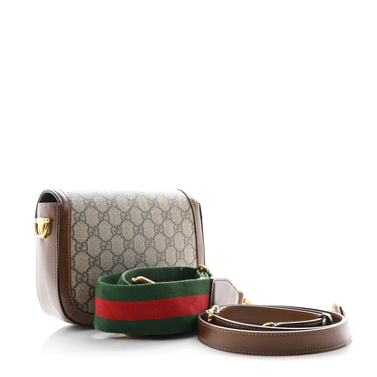 Gucci GG Supreme Monogram Azalea Calfskin Web Mini Horsebit 1955 Shoulder Bag Beige Ebony Brown Sugar 3 of 10
