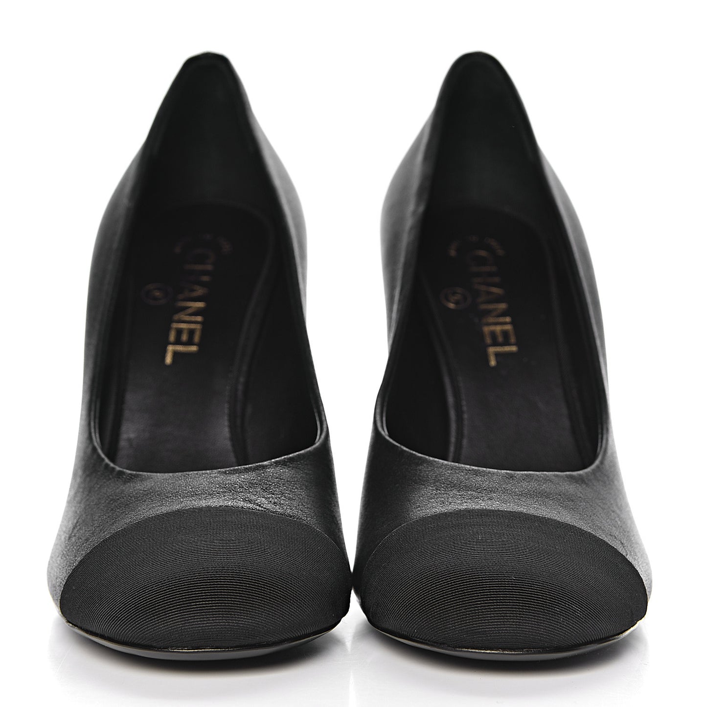 Lambskin Grosgrain Cap Toe CC Pumps 39 Black