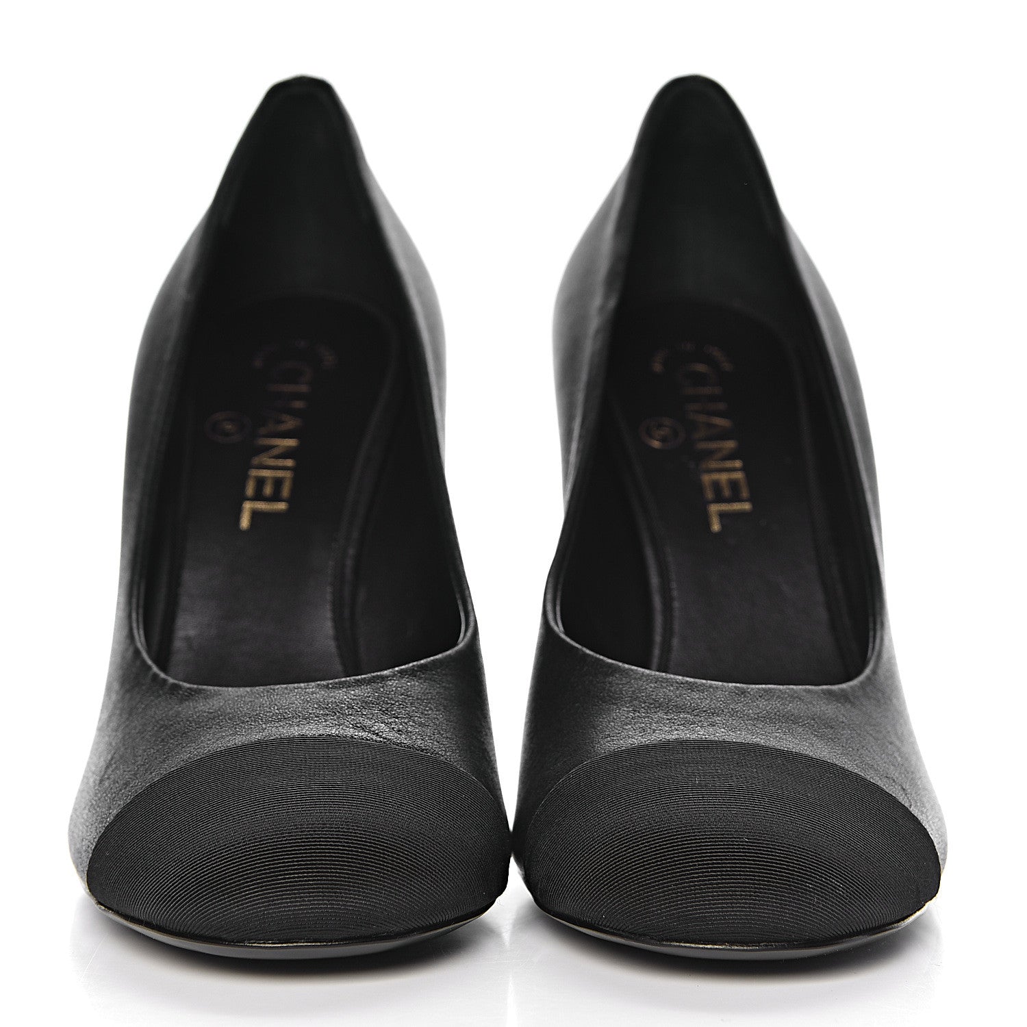Chanel Lambskin Grosgrain Cap Toe CC Pumps 39 Black 2 of 9