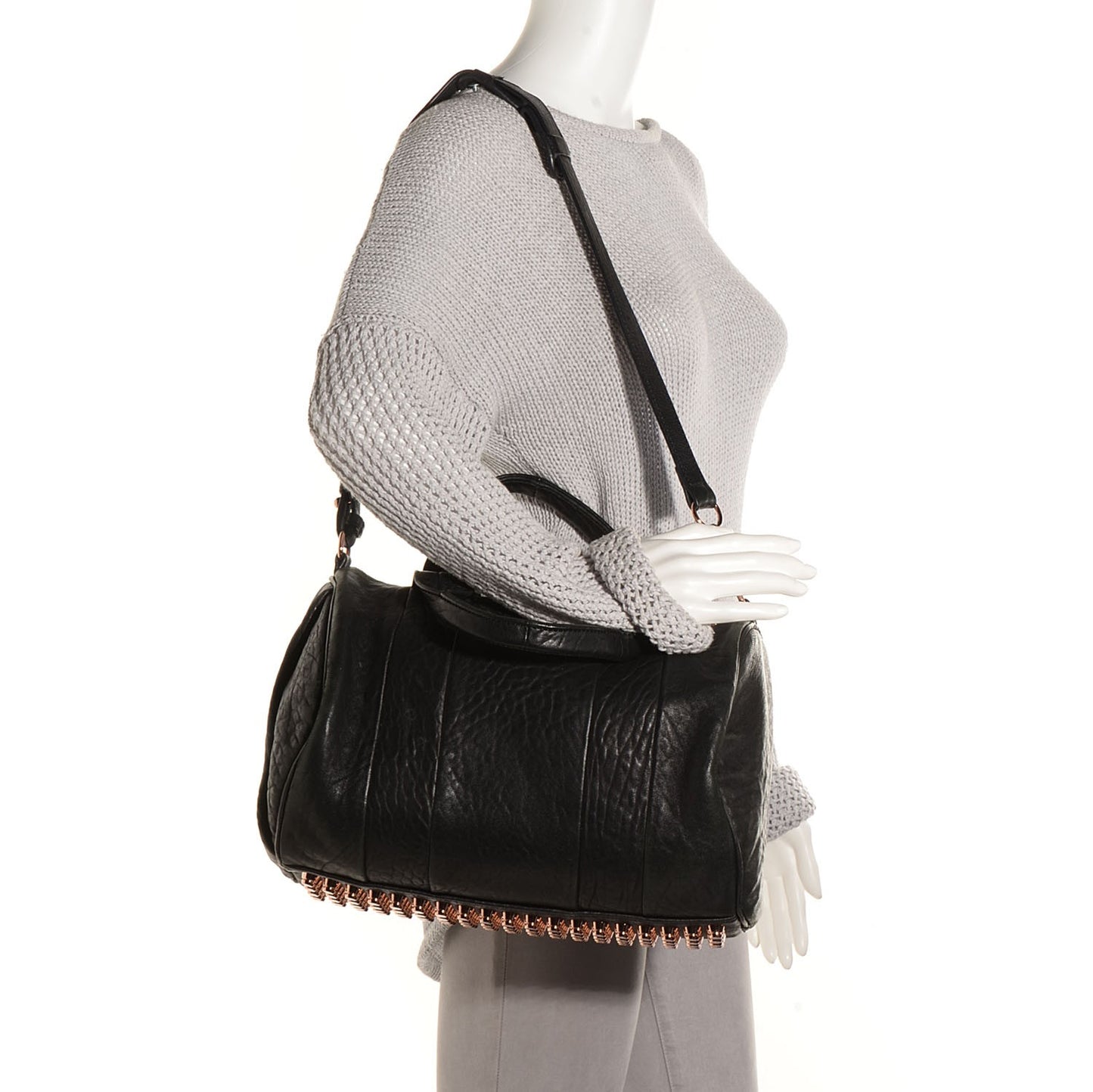 Pebbled Lambskin Rocco Black Rose Gold Hardware