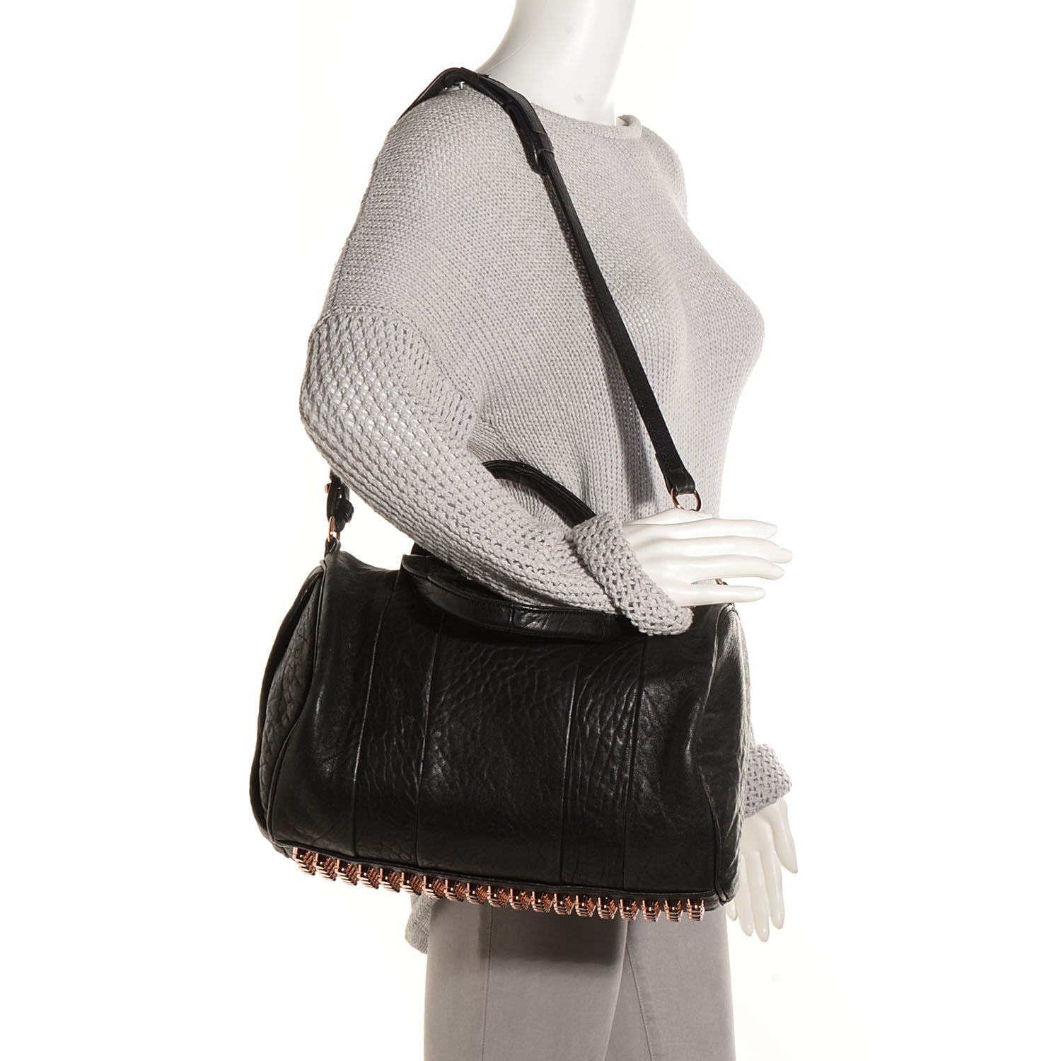 Alexander Wang Pebbled Lambskin Rocco Black Rose Gold Hardware 2 of 8