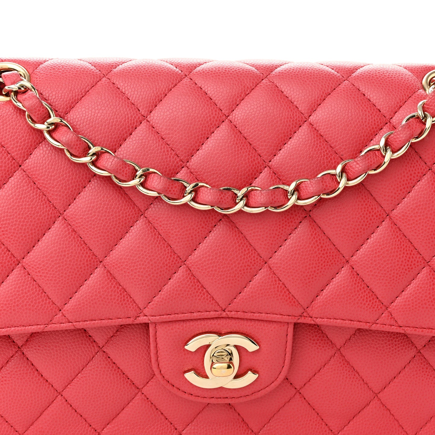 Caviar Quilted Medium Double Flap Dark Pink