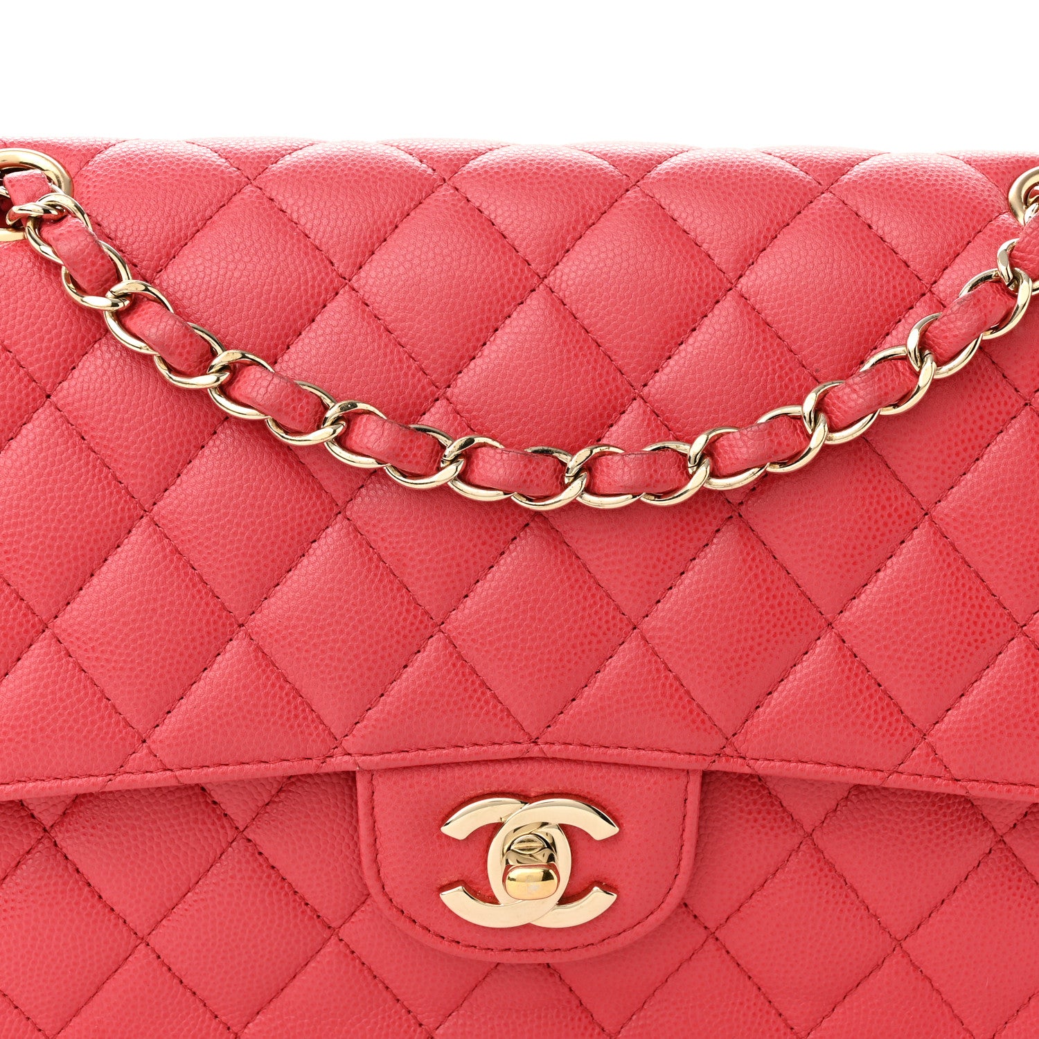 Chanel Caviar Quilted Medium Double Flap Dark Pink 8 of 10