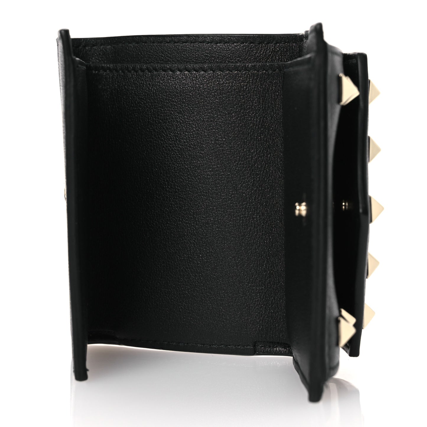 Calfskin Small Rockstud Wallet  Black