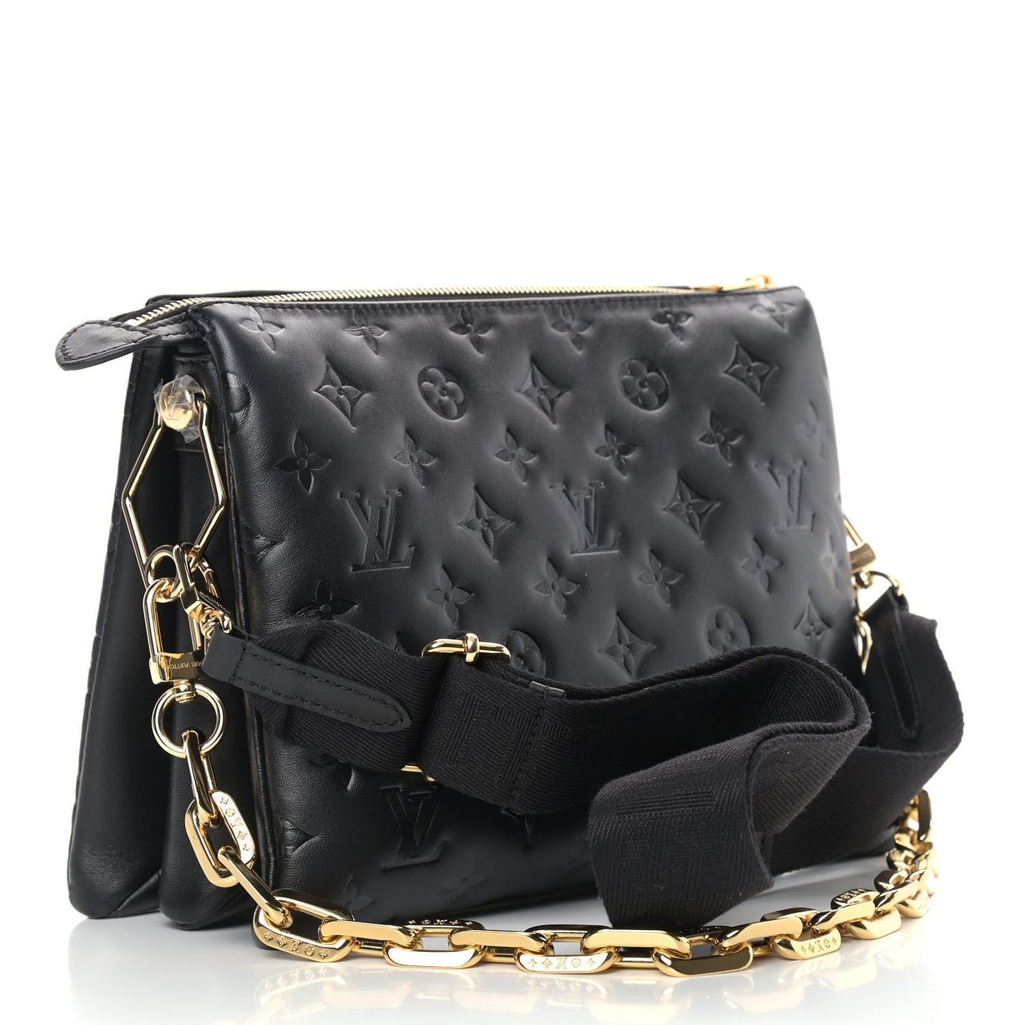 Lambskin Embossed Monogram Coussin PM Black