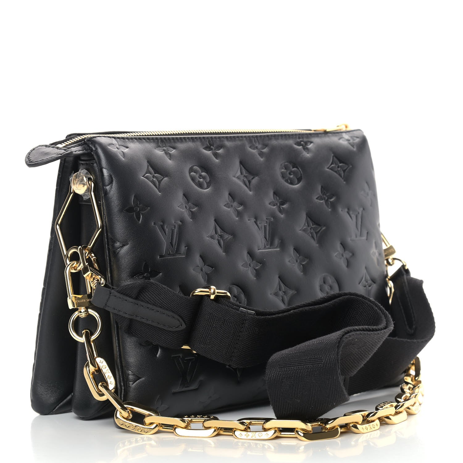 Louis Vuitton Lambskin Embossed Monogram Coussin PM Black 3 of 8