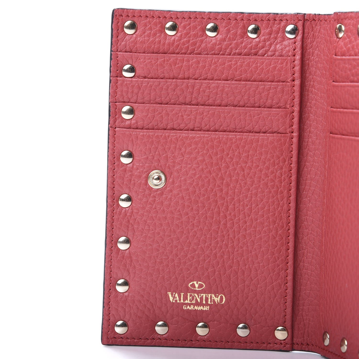 Valentino Garavani Pebbled Calfskin Rockstud Coin Case Card Holder Pink 6 of 7