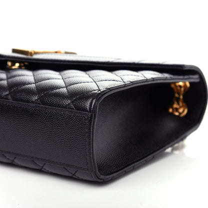 Saint Laurent Grain De Poudre Textured Mixed Matelasse Triquilt Medium Monogram Satchel Black 9 of 10