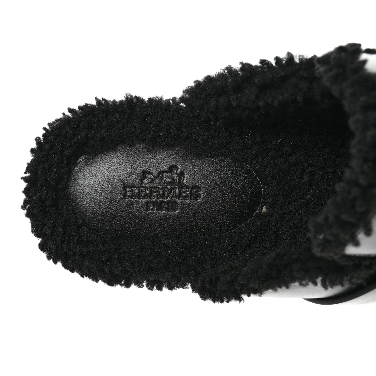 Hermes Calfskin Woolskin Carlotta Mules 41 Black 7 of 12