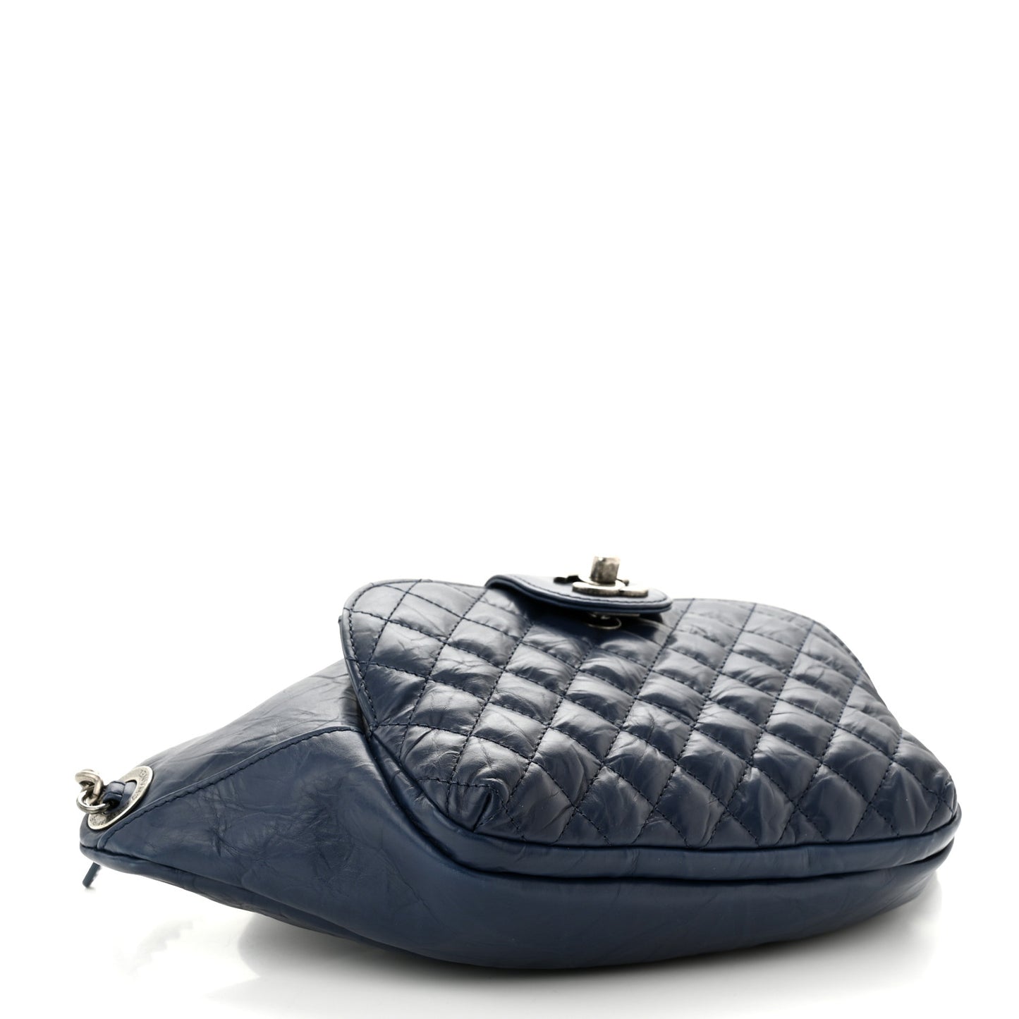 Crumpled Calfskin Quilted Casual Rock Waist Bag Fanny Pack Blue