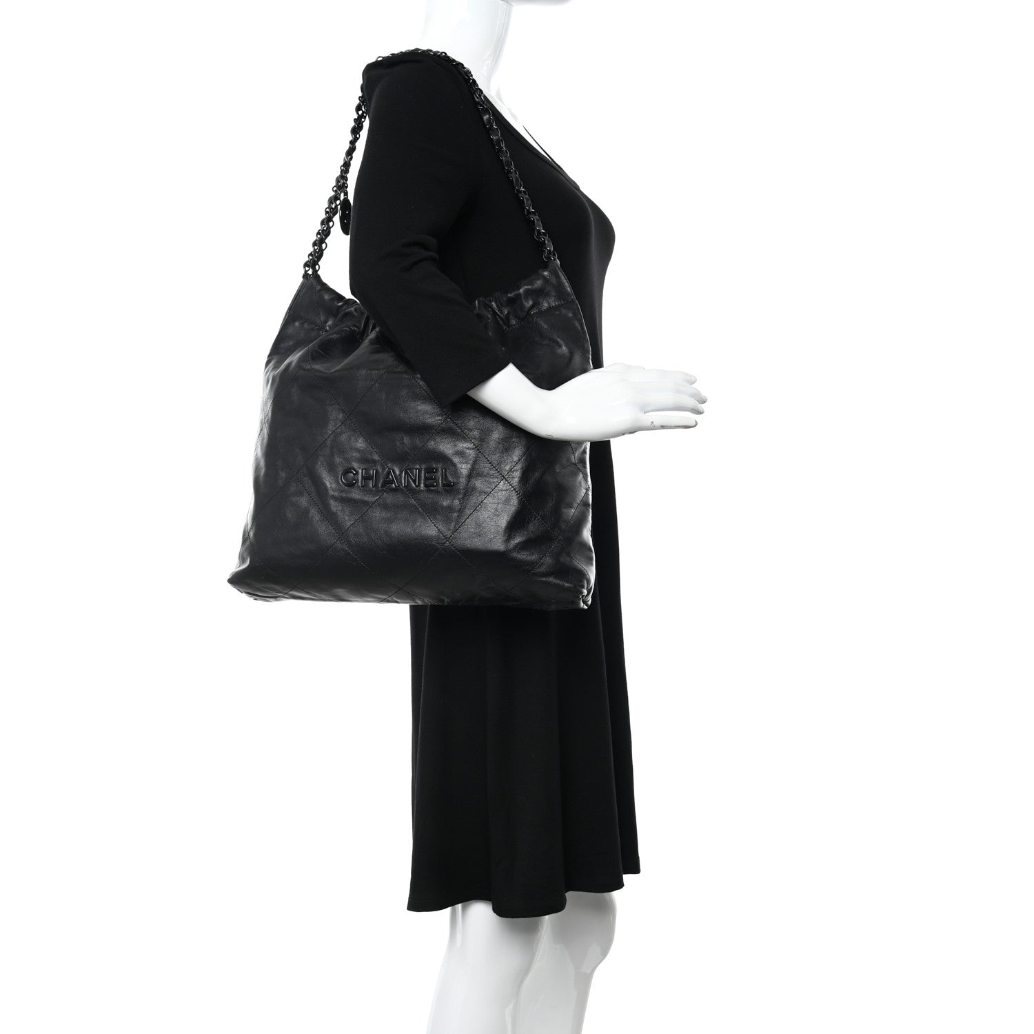 Chanel Shiny Calfskin Quilted Chanel 22 So Black 2 of 11