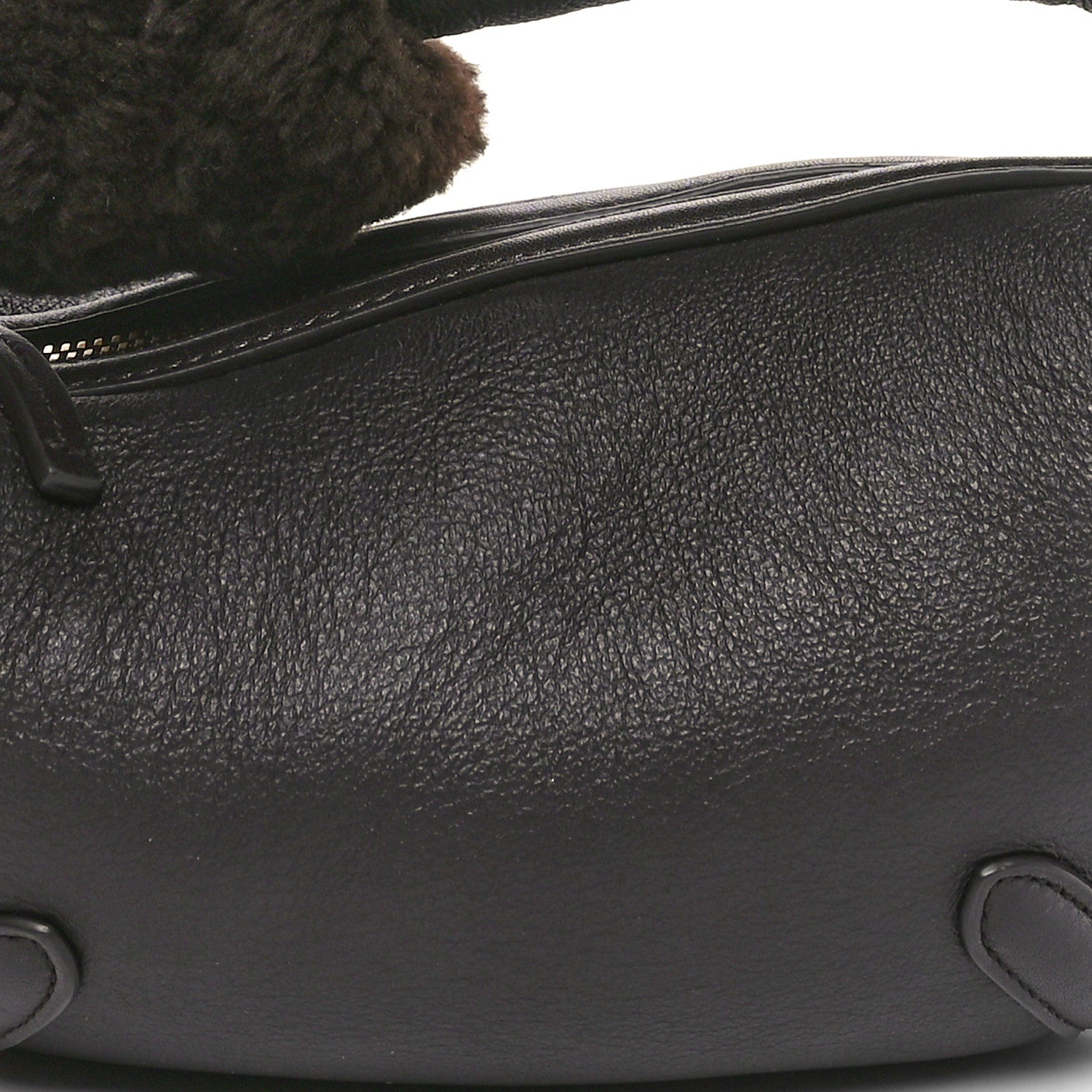 Bottega Veneta Calfskin Shearling Aviator Mini Jodie Dark Brown Fondant 7 of 9
