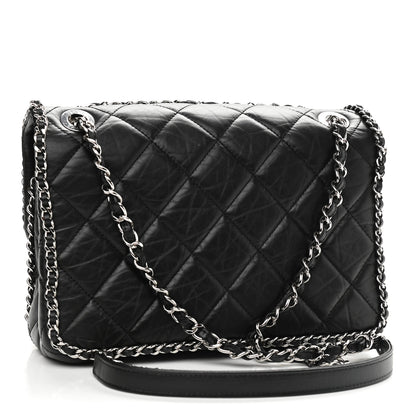 Chanel Crumpled Calfskin Medium Chain All Over Flap Black 2 of 9