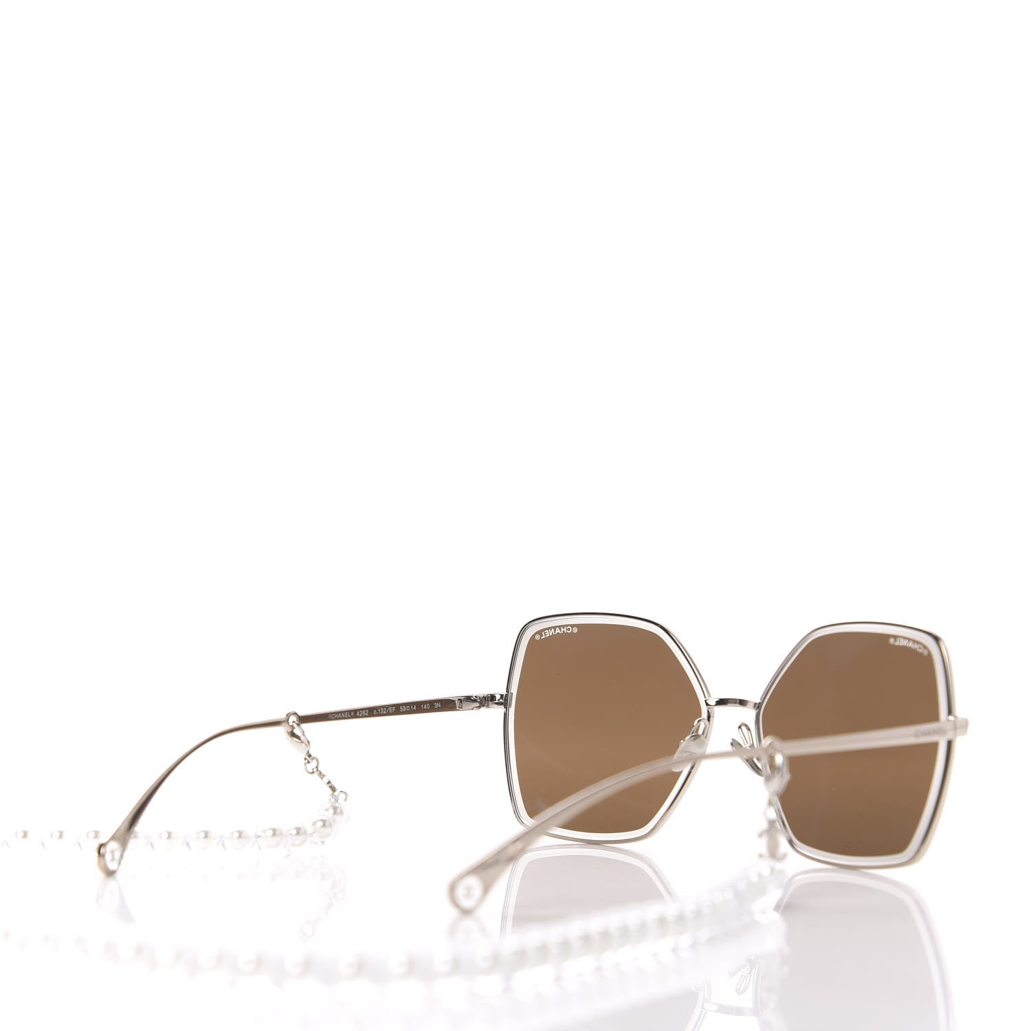 Chanel Butterfly Removable Pearl Chain Sunglasses 4262 Brown 4 of 10