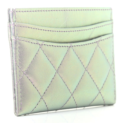 Chanel Iridescent Calfskin Quilted Card Holder Light Purple 3 of 8