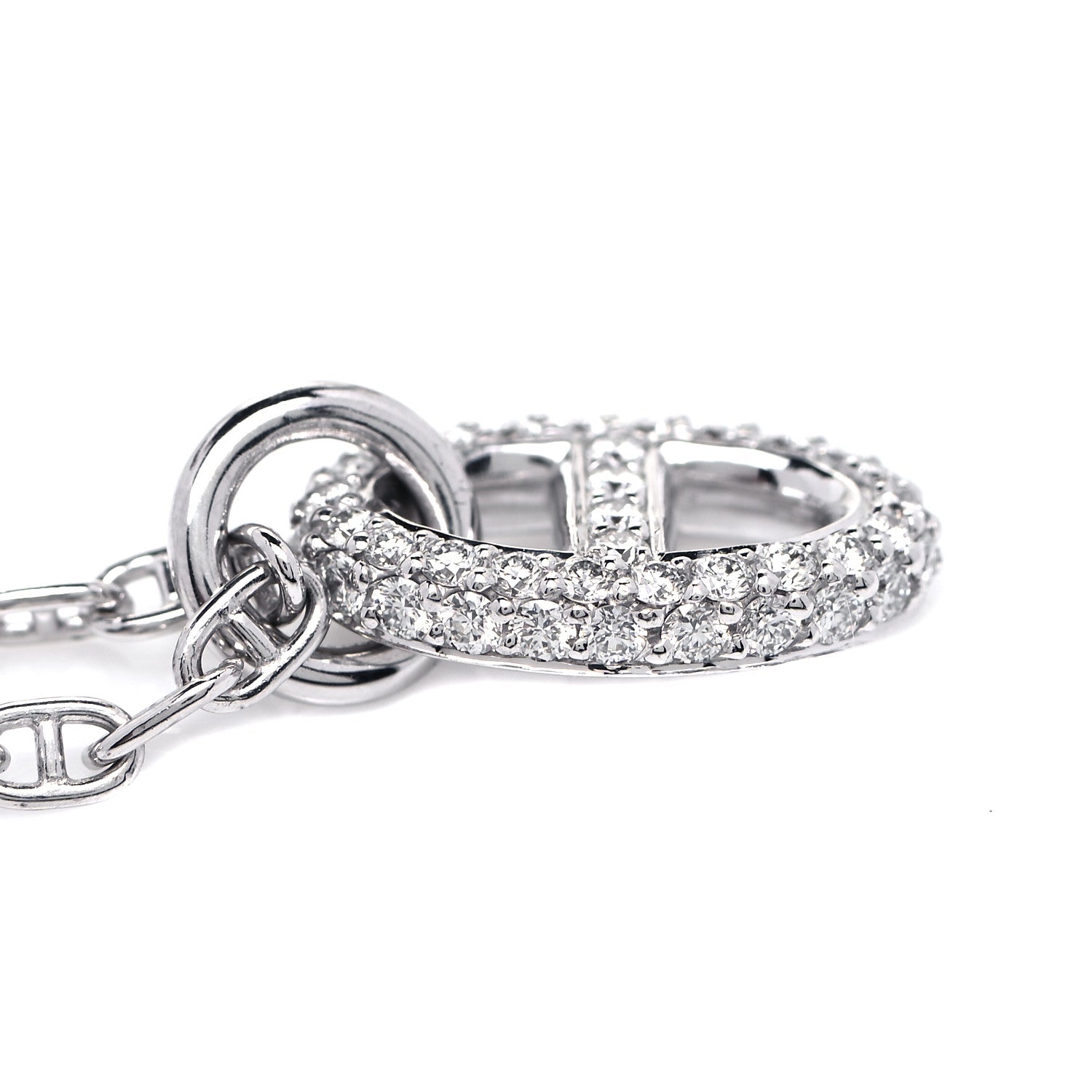 Hermes 18K White Gold Diamond New Farandole Pendant Necklace 4 of 7