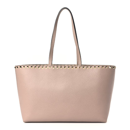 Valentino Garavani Grained Calfskin Small Rockstud Shoulder Tote Poudre 1 of 8