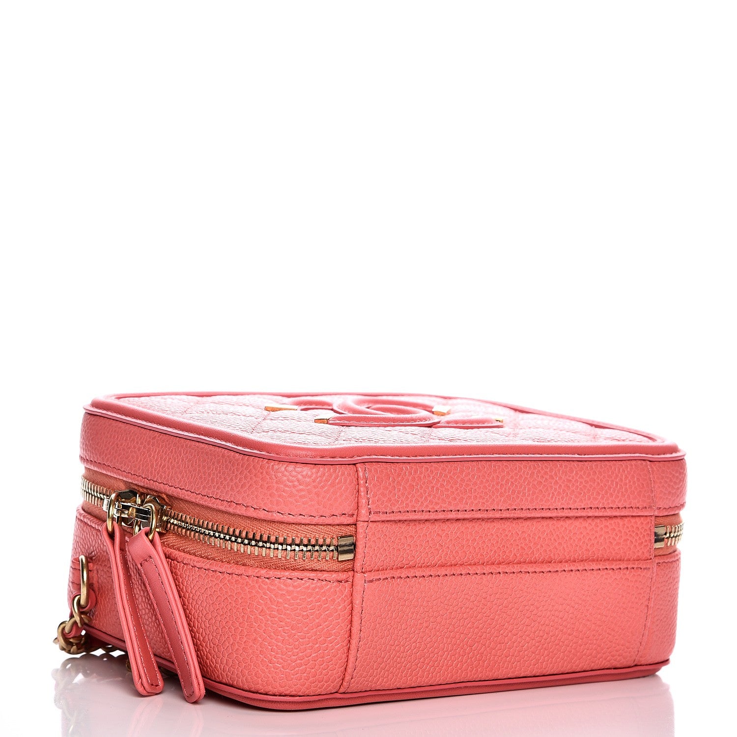 Chanel Caviar Quilted Small CC Filigree Vanity Case Coral 5 of 9