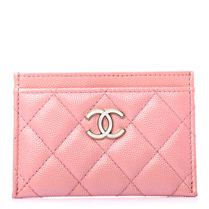 Chanel Iridescent Caviar Quilted Card Holder Rose Pink 1 of 4