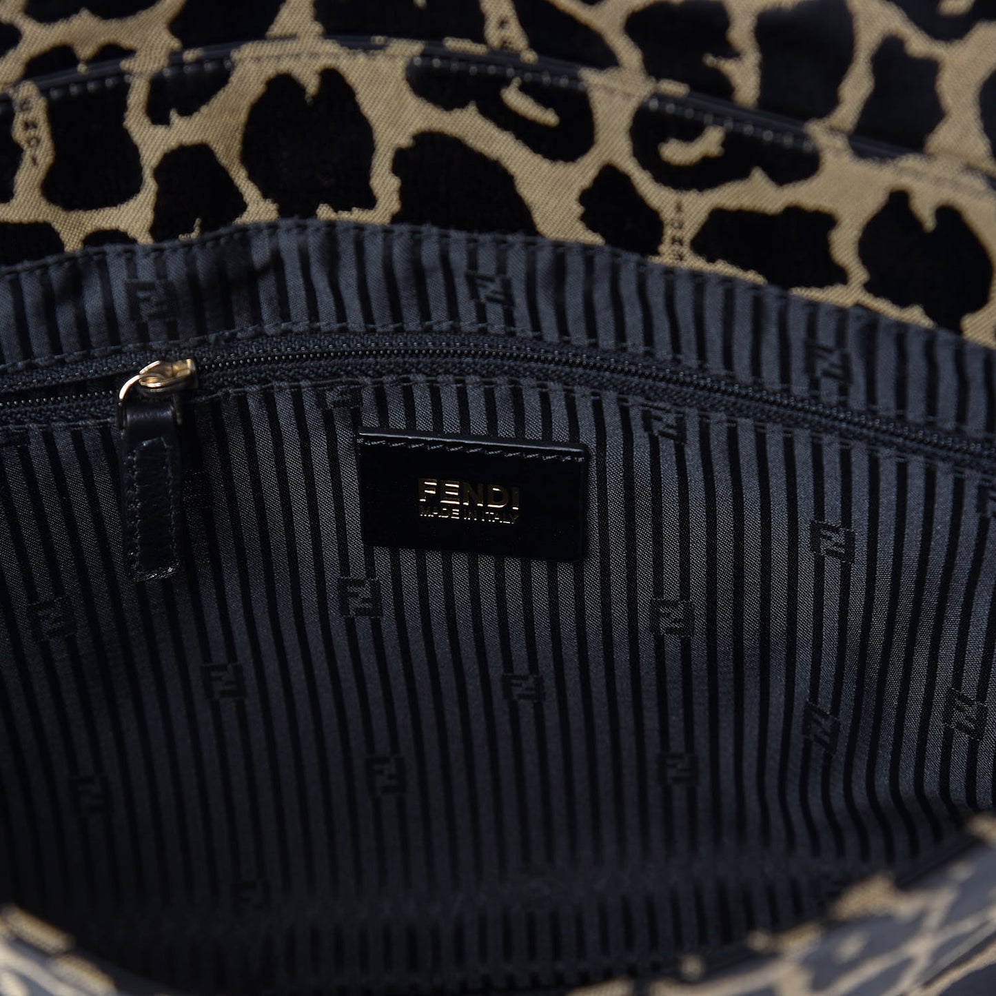 Jacquard Leopard Print Large Mia Shoulder Flap Taupe Black