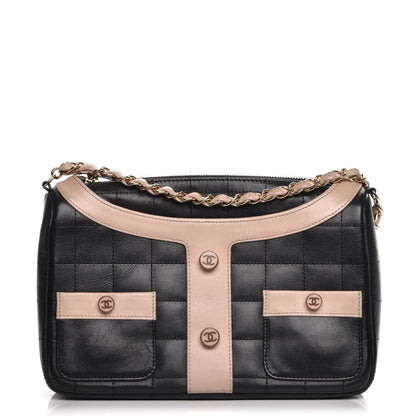 Chanel Calfskin Quilted Small Shoulder Bag Black Beige 1 of 9