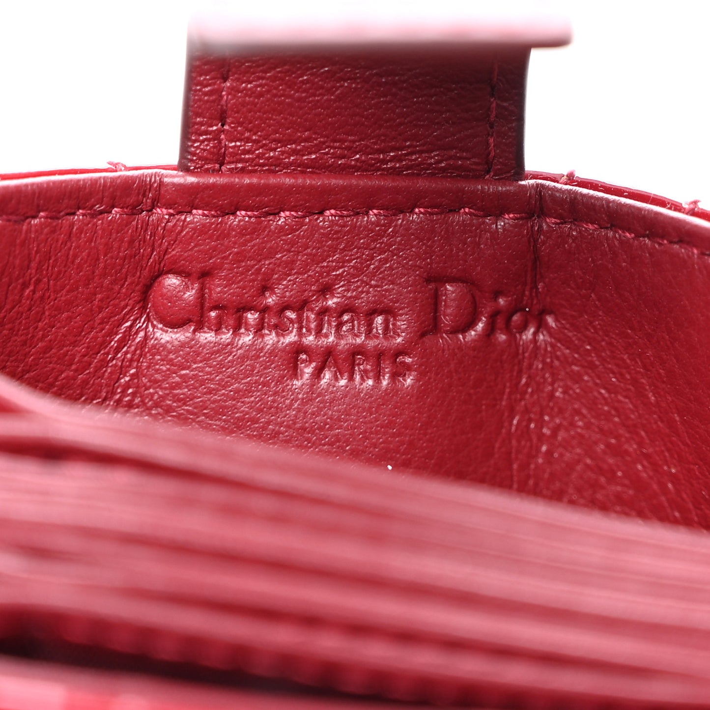 Patent Cannage Lady Dior 5-Gusset Card Holder Scarlet