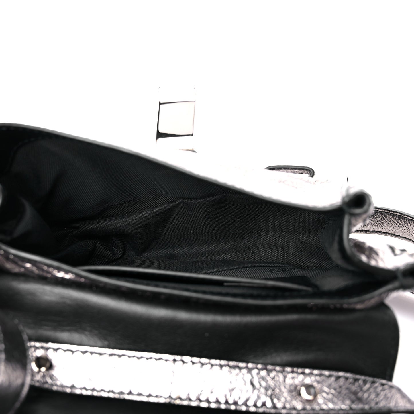 Metallic Paper Lambskin PS1 Mini Pouch Messenger Dark Silver