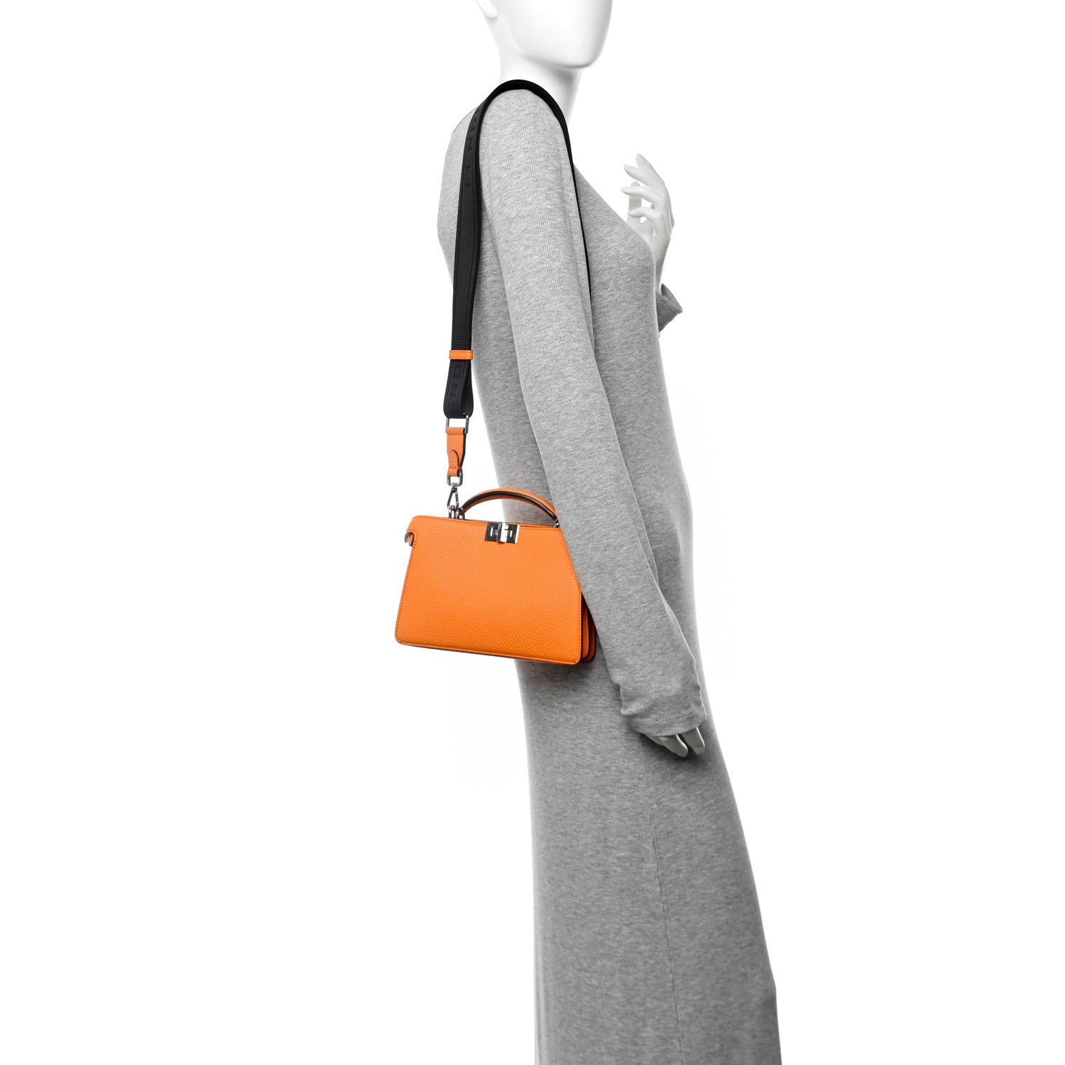 Fendi Cuoio Romano Vitello Cover Bi-Color Peekaboo I See U X Cross Satchel Orange 2 of 10