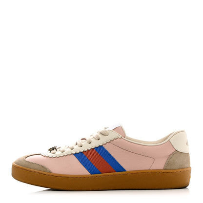 Gucci Calfskin Suede Web Womens G74 Sneakers 38 Oatmeal Soft Rose 1 of 9
