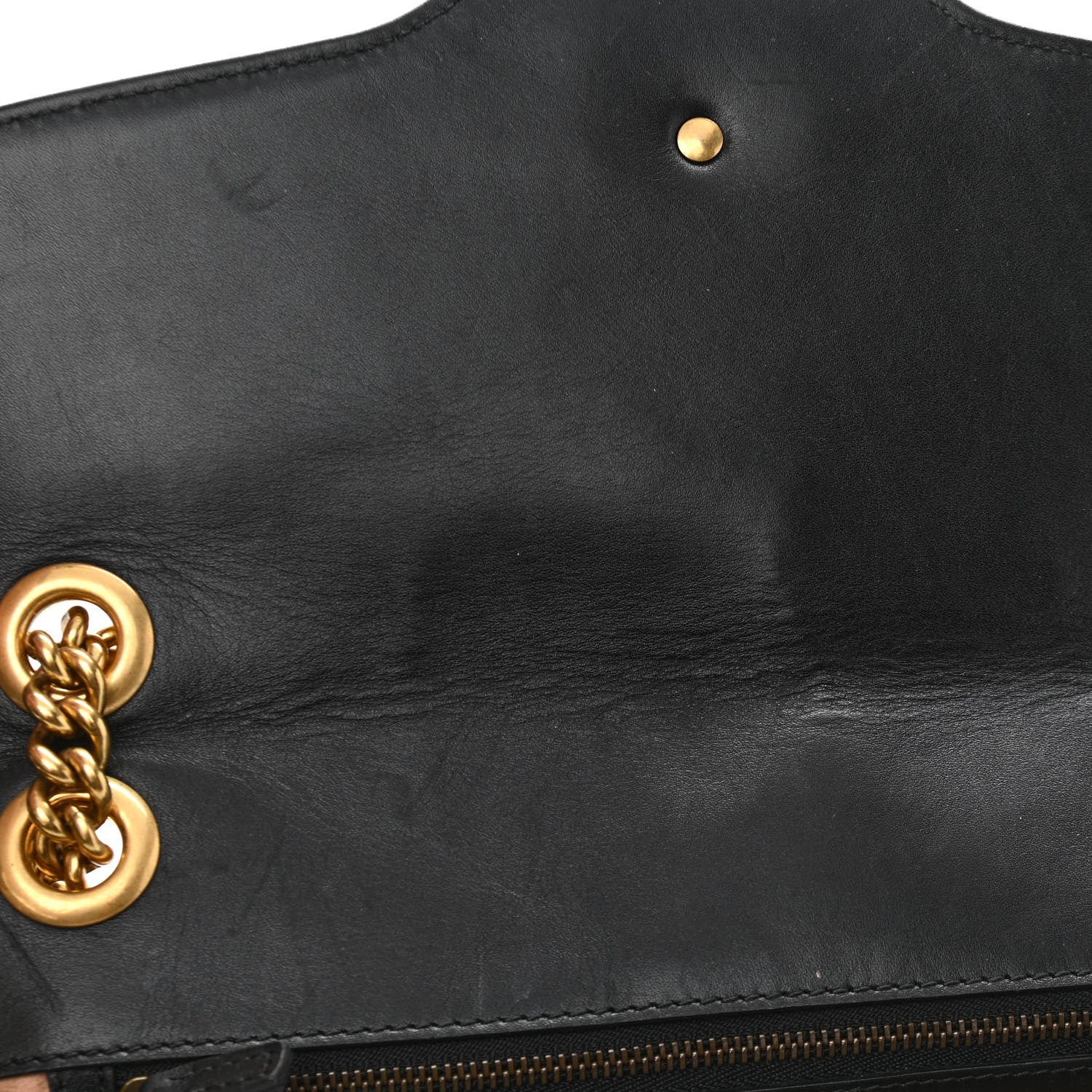 Gucci Calfskin Matelasse Studded Medium GG Marmont Shoulder Bag Black 11 of 15
