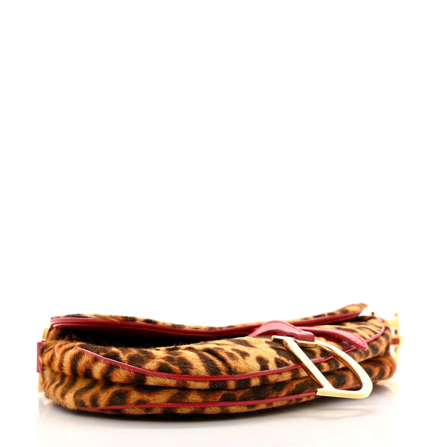 Pony Hair Leopard Saddle Bag Red