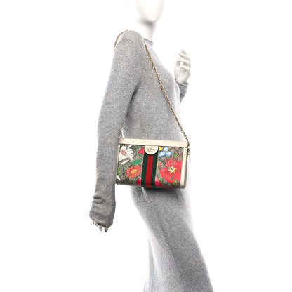 Gucci GG Supreme Monogram Flora Web Small Ophidia Chain Shoulder Bag White 3 of 10