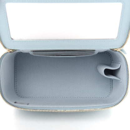 Chanel Caviar Quilted Small Tiny CC Vanity Case With Chain Light Blue 5 of 10