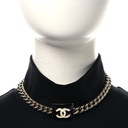Chanel Metal Enamel CC Square Choker Gold Black White 2 of 4