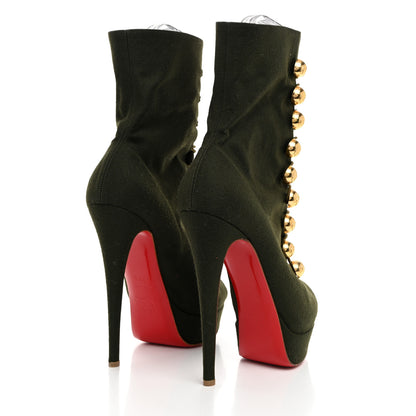 Christian Louboutin Wool Lace Up Alta 120 Peep Toe Ankle Boots 38.5 Green 4 of 7