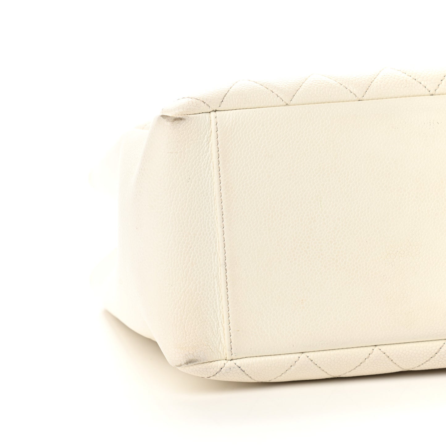 Caviar Quilted Grand Shopping Tote GST White