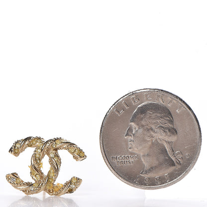 Chanel Crystal Twisted CC Earrings Gold 2 of 7