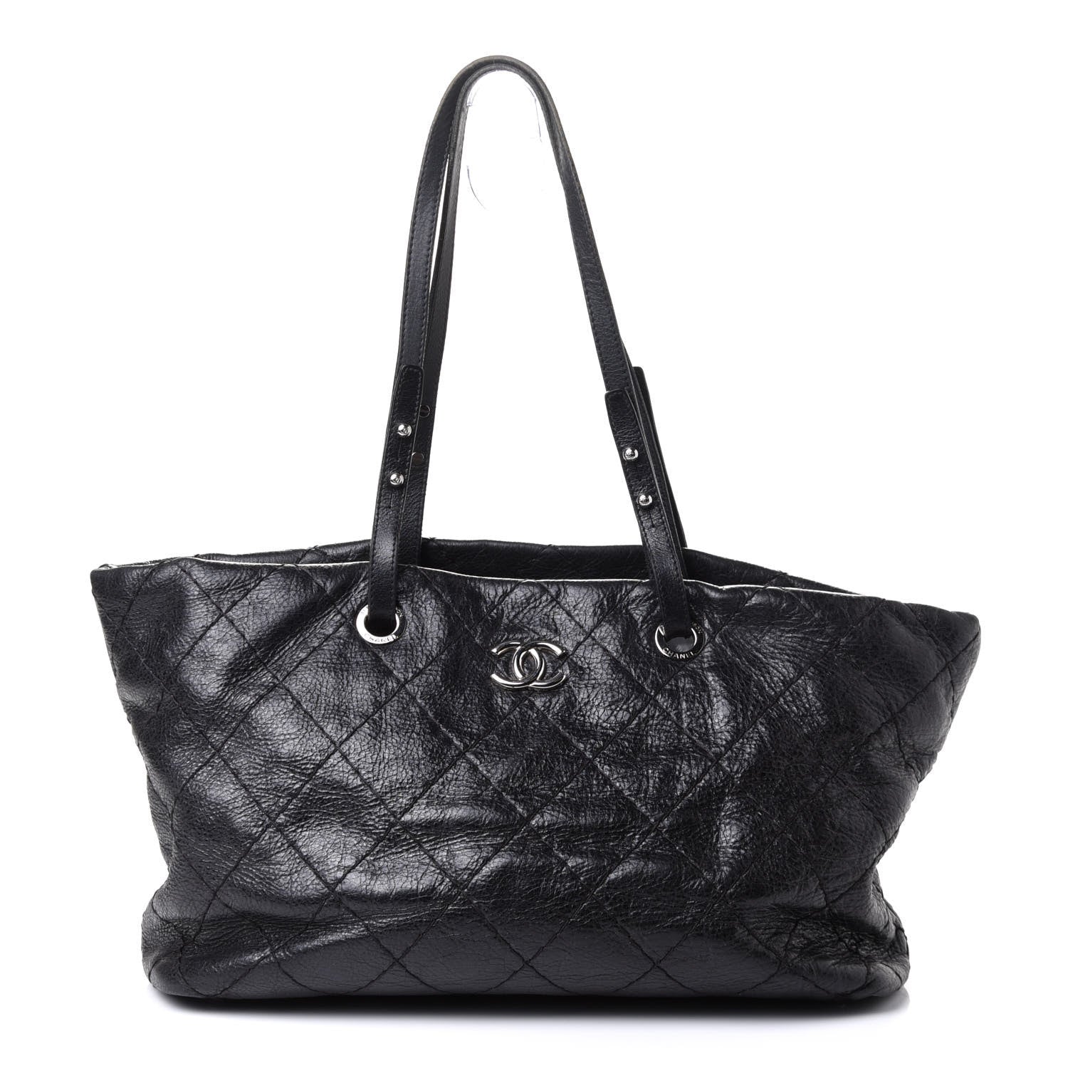 Chanel Glazed Calfskin Large On The Road Tote Black 1 of 4