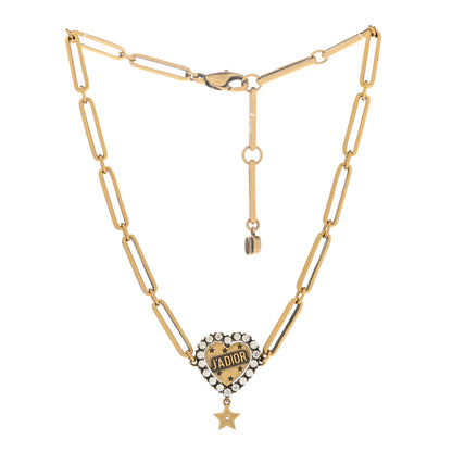 Christian Dior Metal Crystal Heart J'adior Choker Necklace Aged Gold 3 of 6