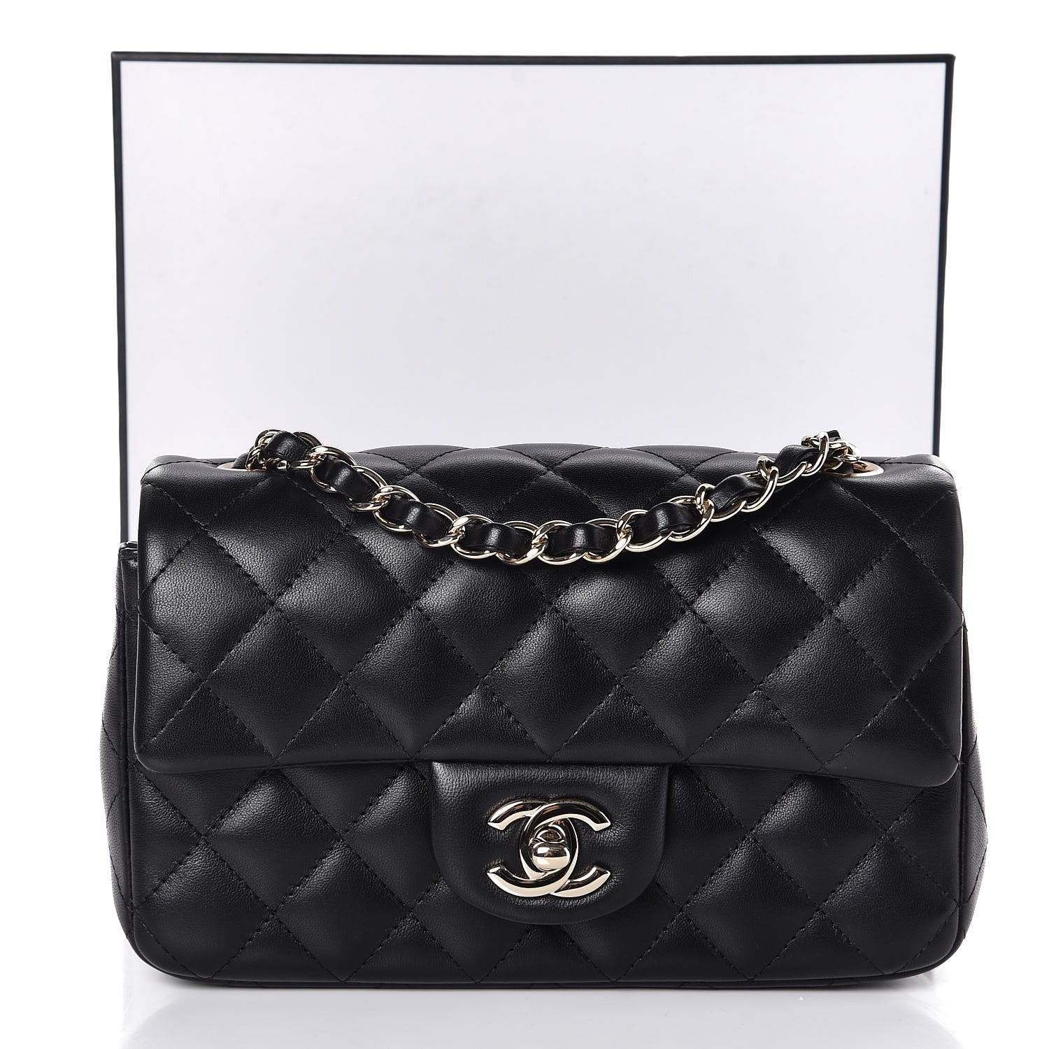 Chanel Lambskin Quilted Mini Rectangular Flap Black 8 of 8