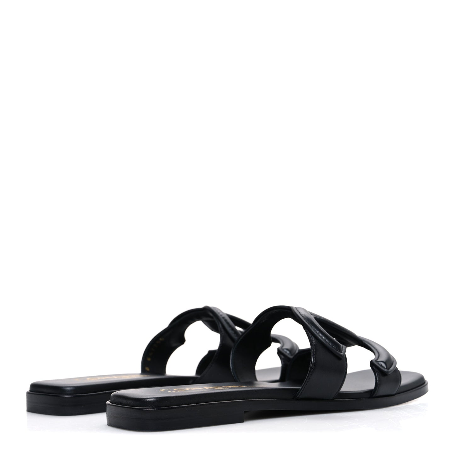 Lambskin CC Cut Out Mules Sandals 37 Black