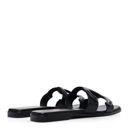 Chanel Lambskin CC Cut Out Mules Sandals 37 Black 5 of 11