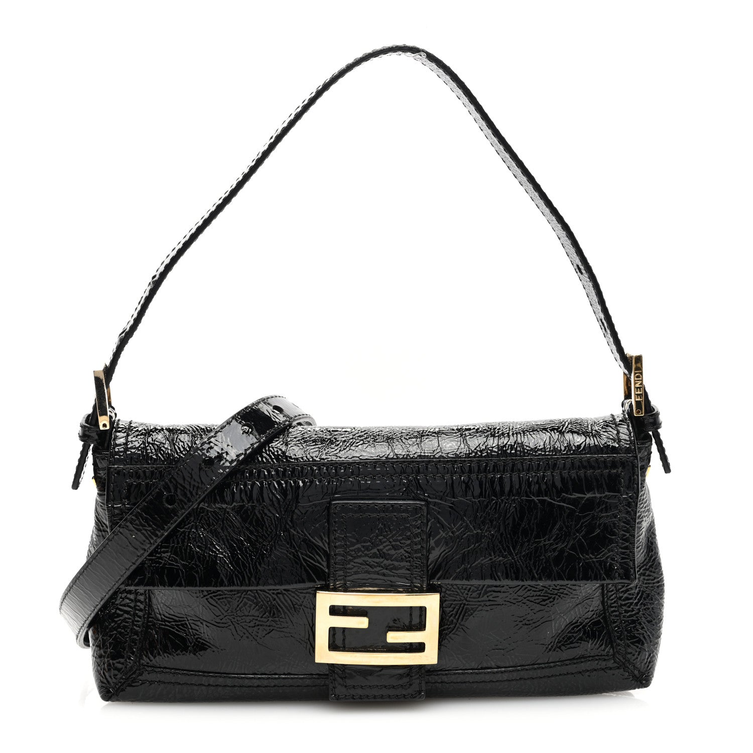Fendi Vitello Naplak Medium Convertible Baguette Black 1 of 9