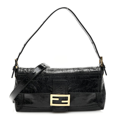 Fendi Vitello Naplak Medium Convertible Baguette Black 1 of 9