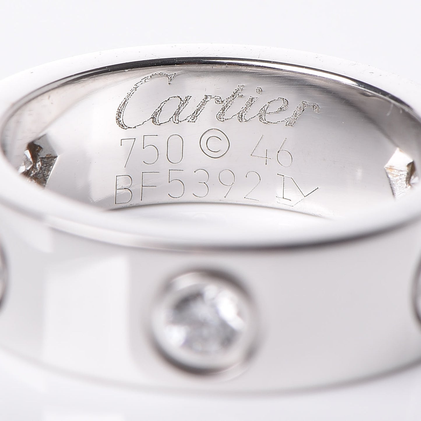 18K White Gold 3 Diamond 5.5mm LOVE Ring 46 3.75